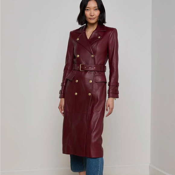 L’agence Celina Leather Trench Coat - Picture 1 of 4
